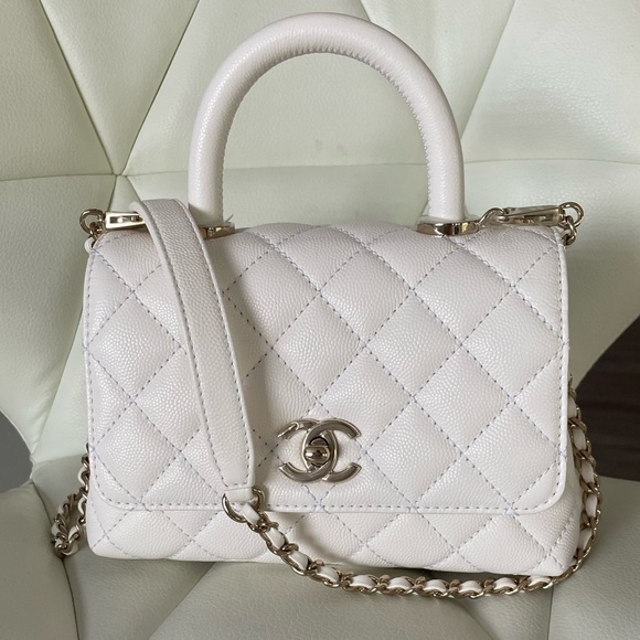 Chanel Coco Handle Extra Mini Bag White Caviar Leather LGHW. - Picture 10 of 14